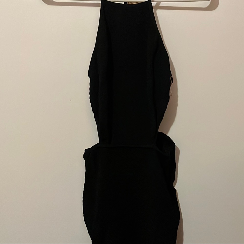 90s style Strapless Cutout Black Dress